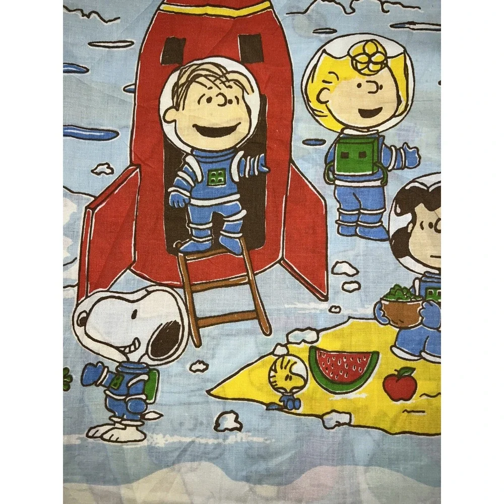 Vintage Snoopy Peanuts Twin Bed SET Space Western Pirate Beach Charlie Brown